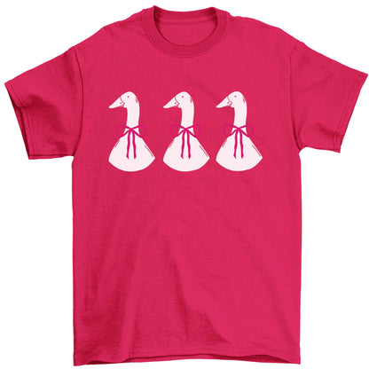 Three geese illustration Children's pink Tshirt 12-13 Years