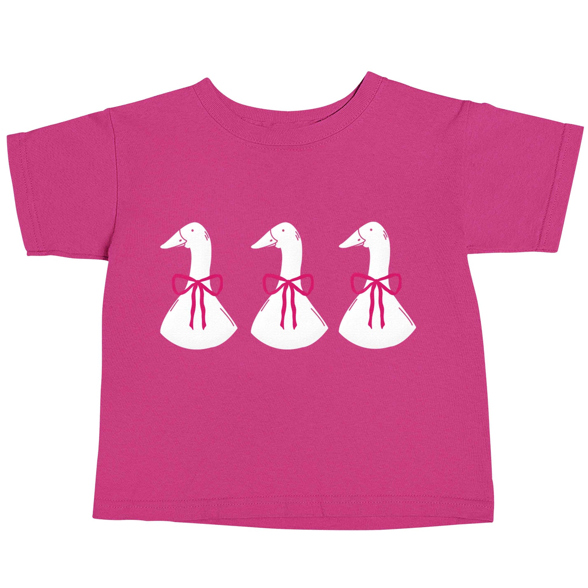 Three geese illustration pink baby toddler Tshirt 2 Years