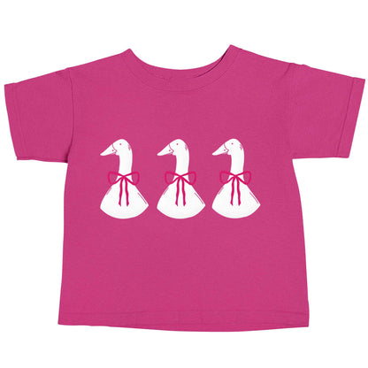 Three geese illustration pink baby toddler Tshirt 2 Years
