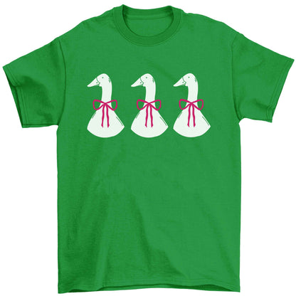 Three geese illustration Children's green Tshirt 12-13 Years