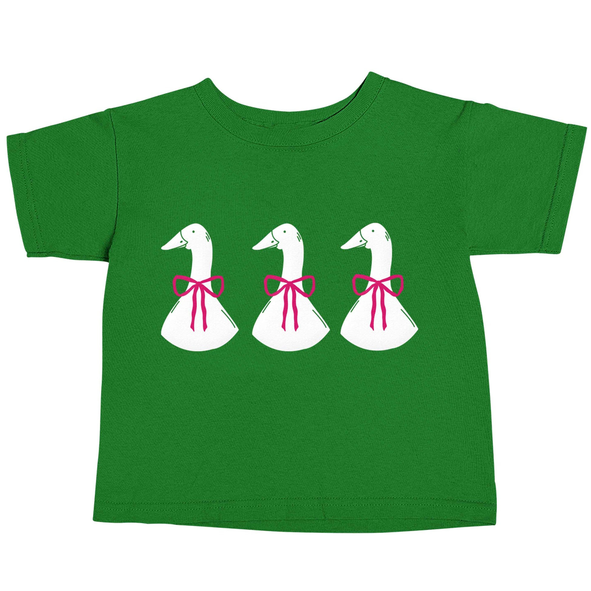 Three geese illustration green baby toddler Tshirt 2 Years