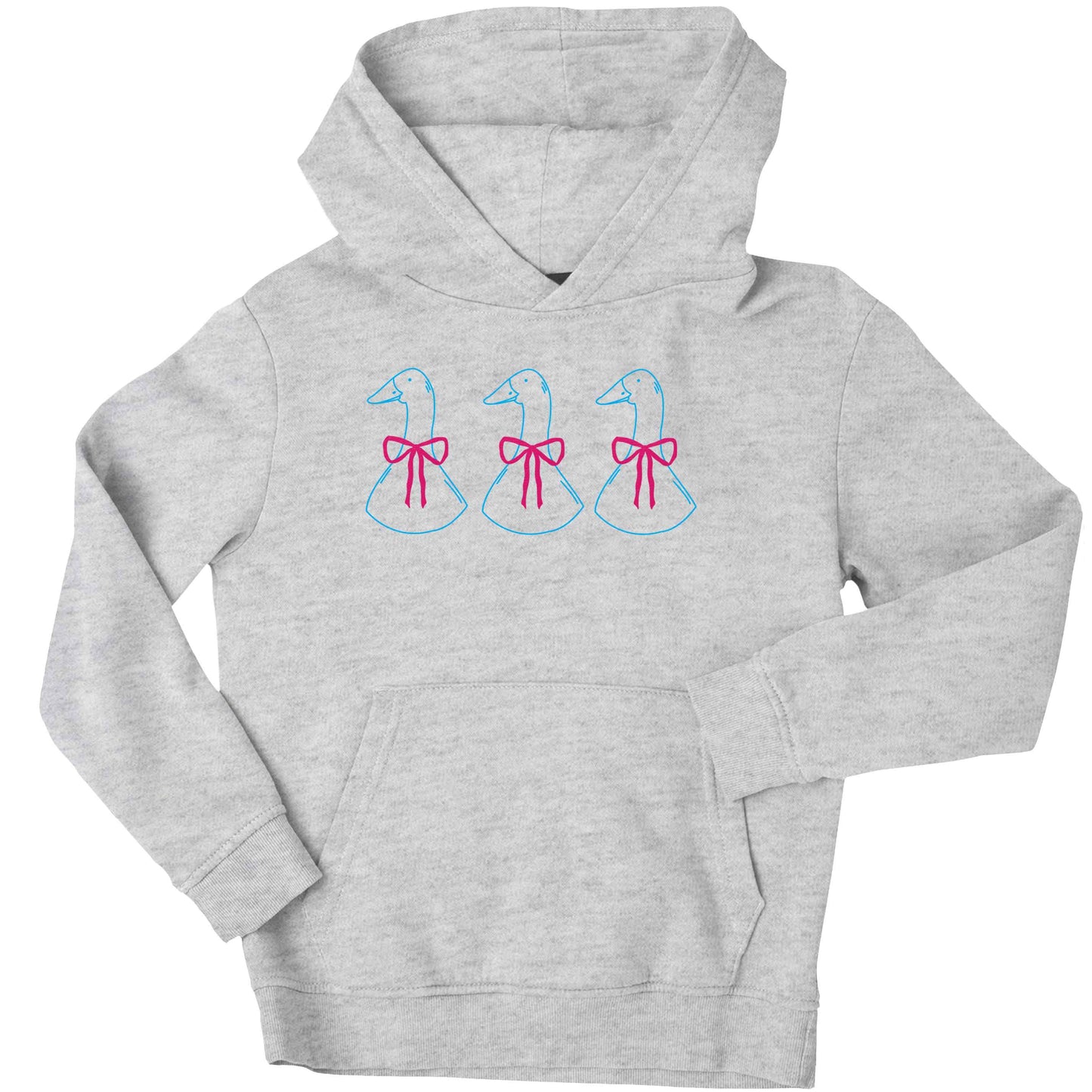 Three geese illustration children's grey hoodie 12-13 Years