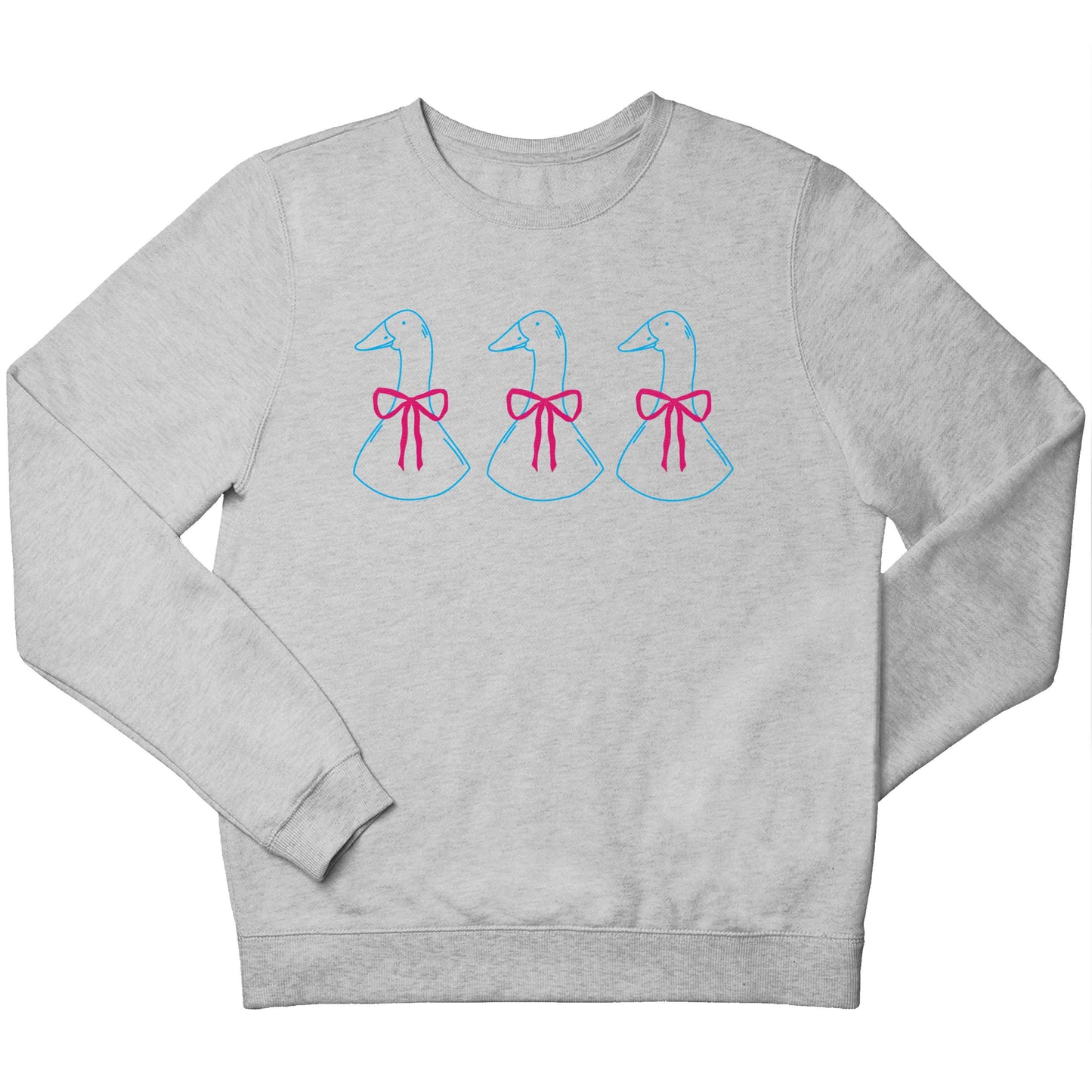 Three geese illustration children's grey sweater 12-13 Years