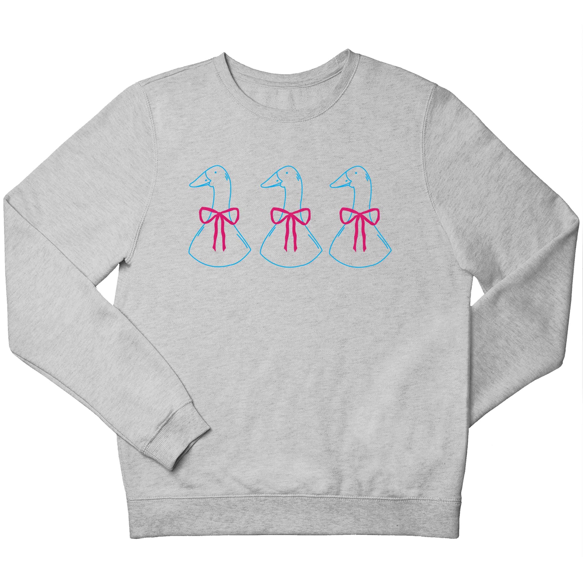 Three geese illustration children's grey sweater 12-13 Years