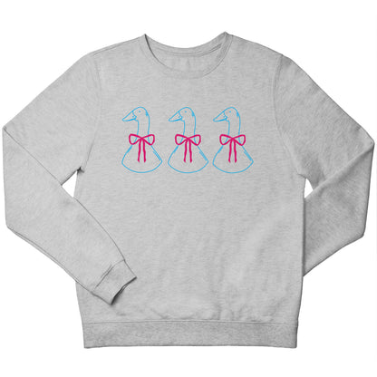 Three geese illustration children's grey sweater 12-13 Years