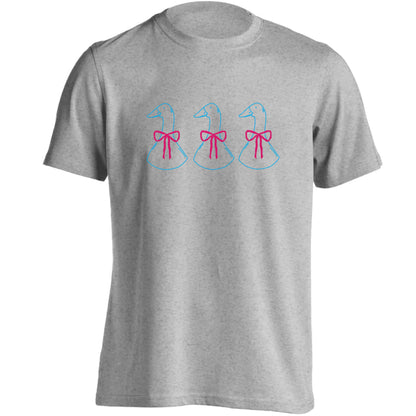 Three geese illustration adults unisex grey Tshirt 2XL