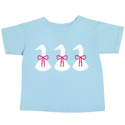 Three geese illustration light blue baby toddler Tshirt 2 Years