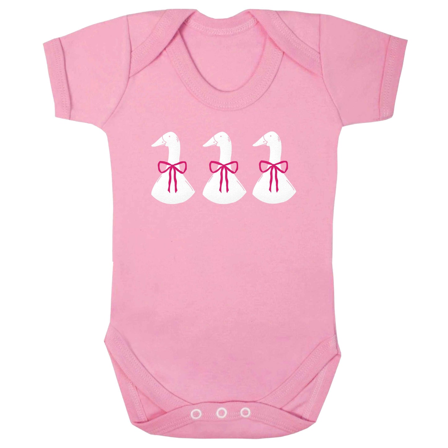 Three geese illustration baby bodysuit pale pink 18-24 months