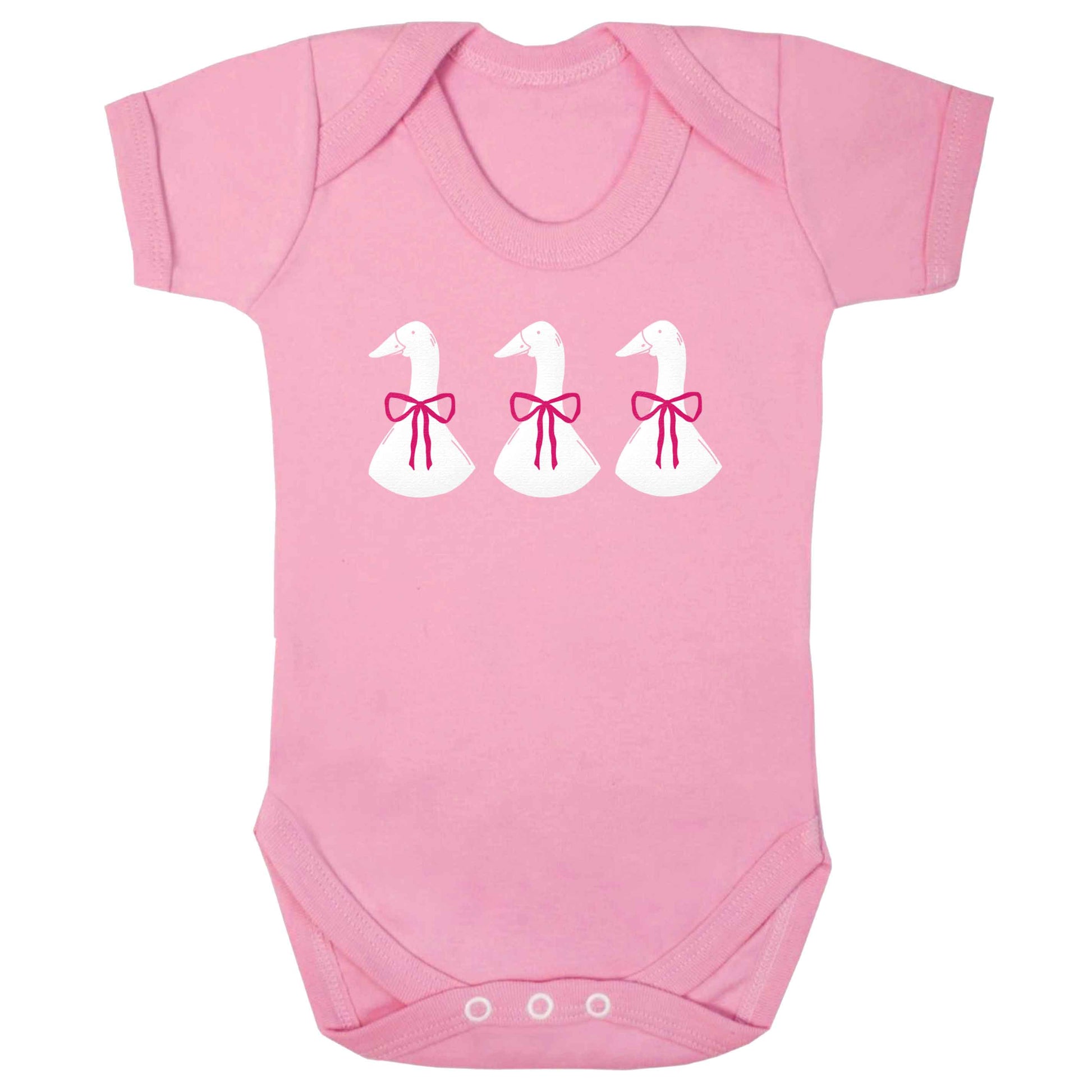 Three geese illustration baby bodysuit pale pink 18-24 months