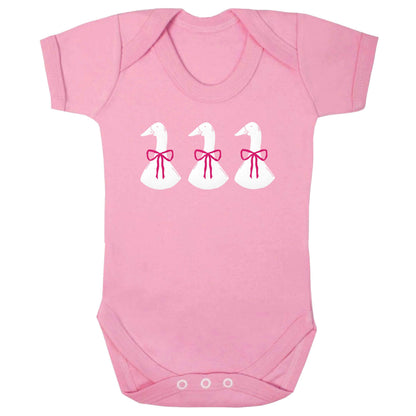 Three geese illustration baby bodysuit pale pink 18-24 months