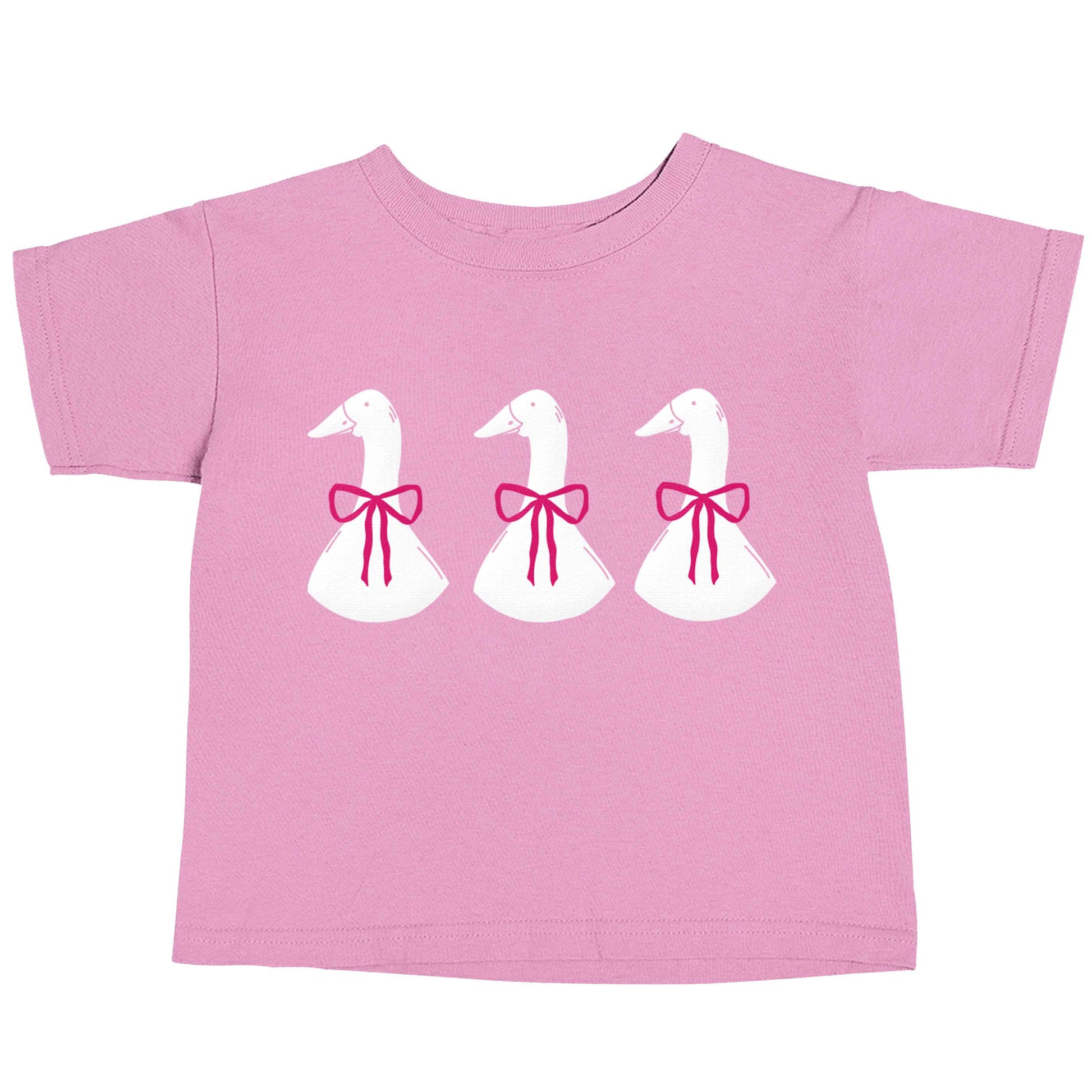 Three geese illustration light pink baby toddler Tshirt 2 Years