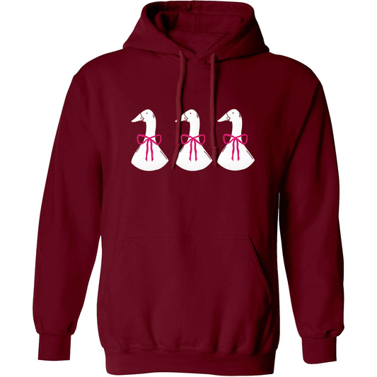 Three geese illustration adults unisex maroon hoodie 2XL