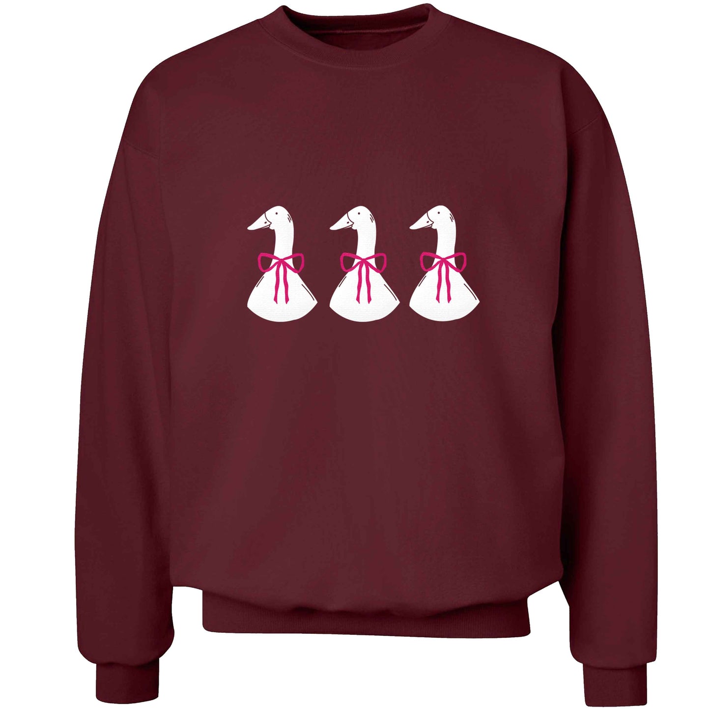 Three geese illustration adult's unisex maroon sweater 2XL