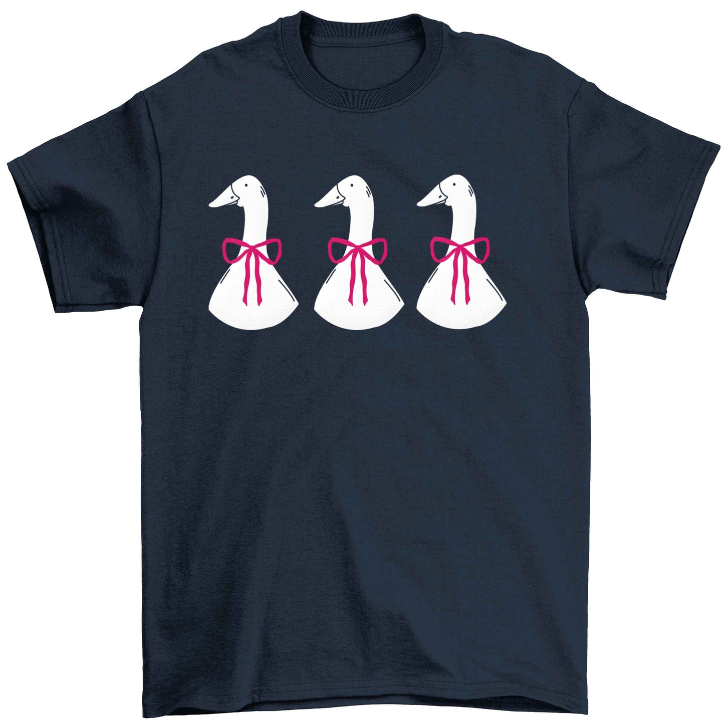 Three geese illustration Children's navy Tshirt 12-13 Years