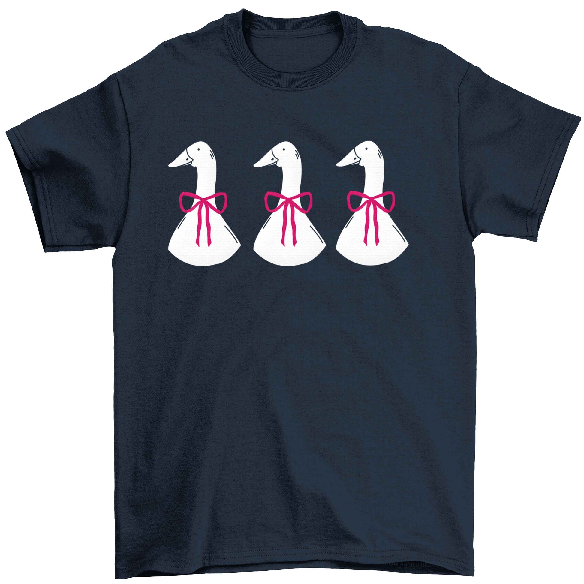 Three geese illustration Children's navy Tshirt 12-13 Years