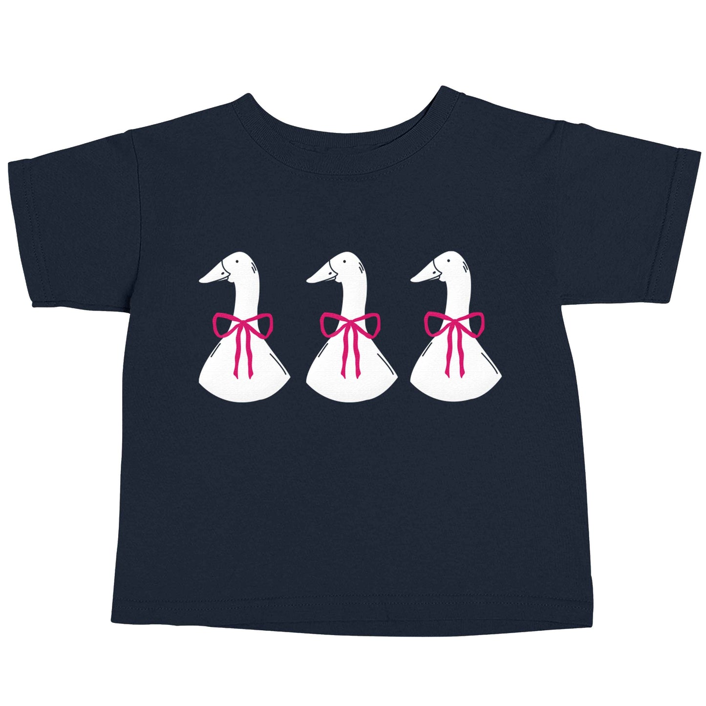 Three geese illustration navy baby toddler Tshirt 2 Years