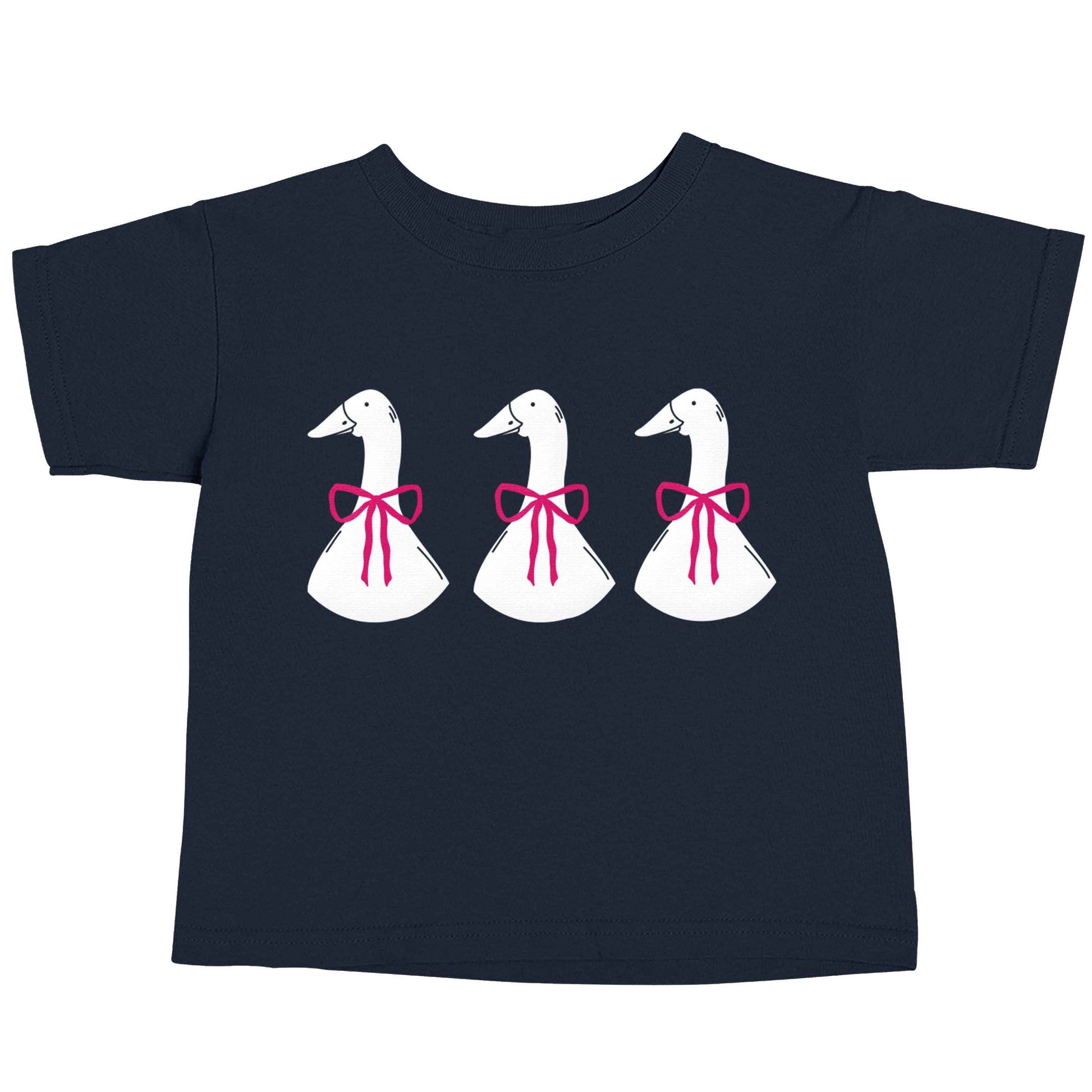 Three geese illustration navy baby toddler Tshirt 2 Years