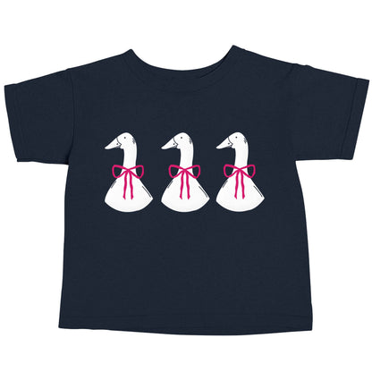 Three geese illustration navy baby toddler Tshirt 2 Years