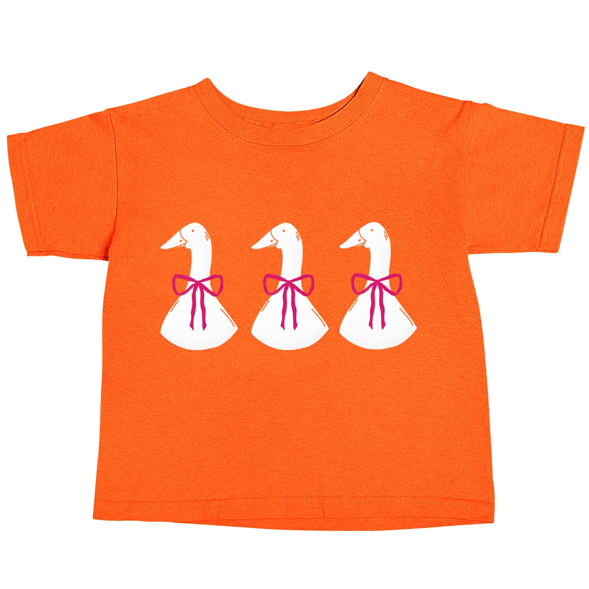 Three geese illustration orange baby toddler Tshirt 2 Years