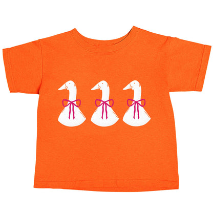 Three geese illustration orange baby toddler Tshirt 2 Years