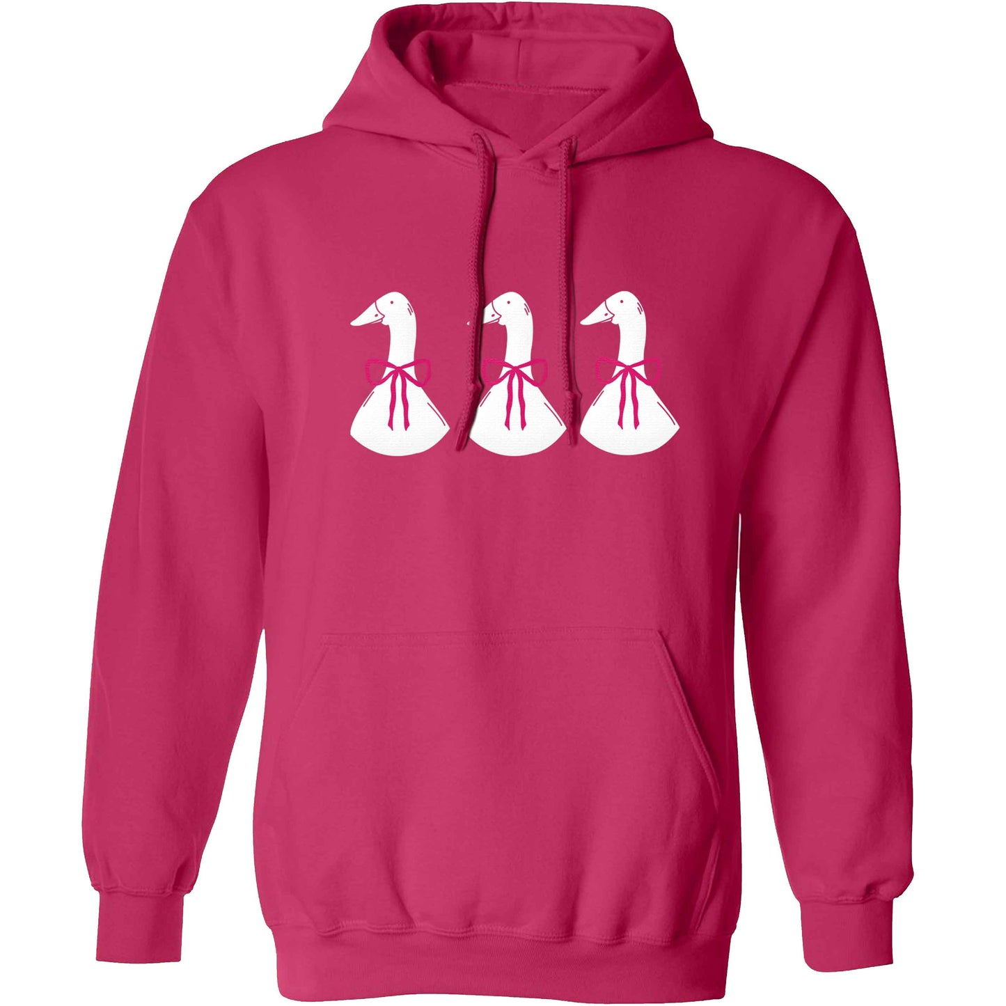 Three geese illustration adults unisex pink hoodie 2XL