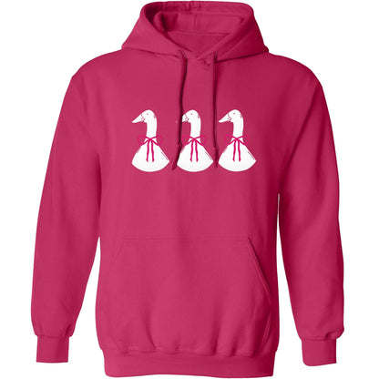 Three geese illustration adults unisex pink hoodie 2XL