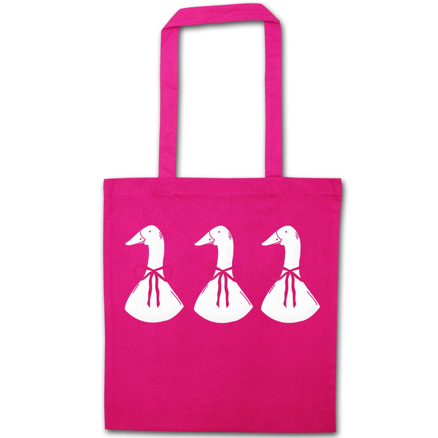 Three geese illustration pink tote bag