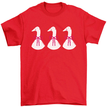Three geese illustration Children's red Tshirt 12-13 Years