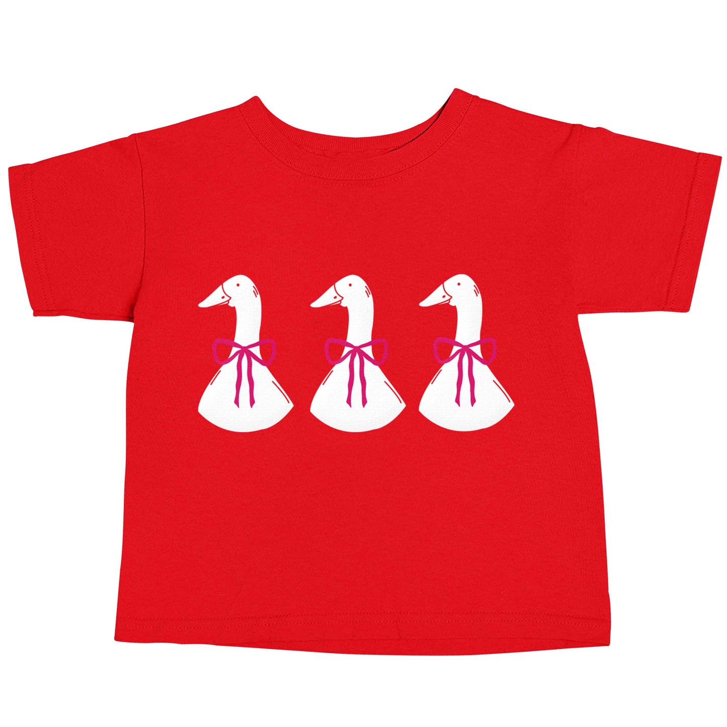Three geese illustration red baby toddler Tshirt 2 Years