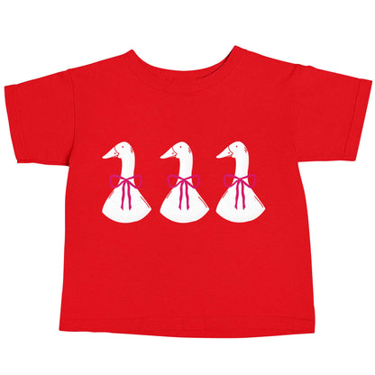 Three geese illustration red baby toddler Tshirt 2 Years
