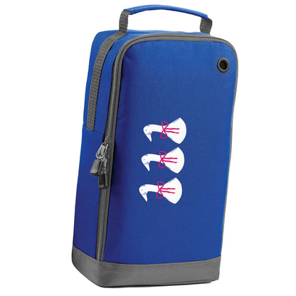 Three geese illustration blue sports shoe bag horizontal print