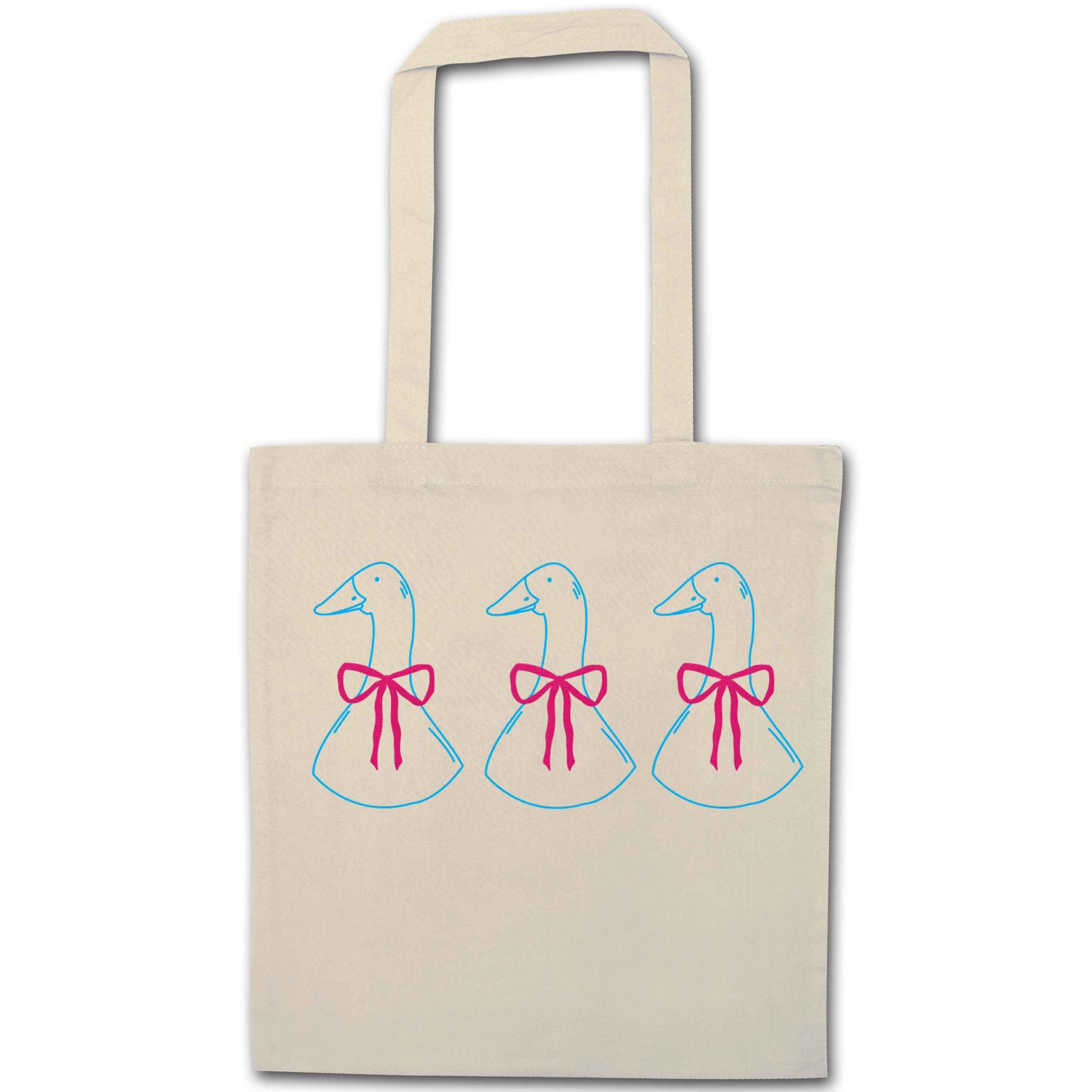 Three geese illustration natural tote bag