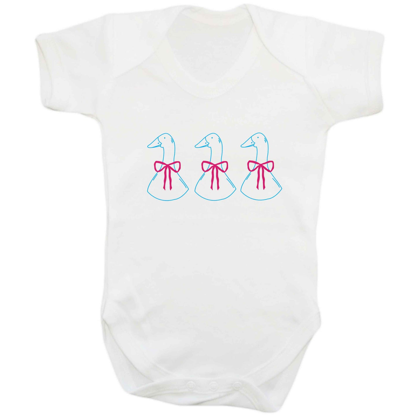 Three geese illustration baby bodysuit white 18-24 months
