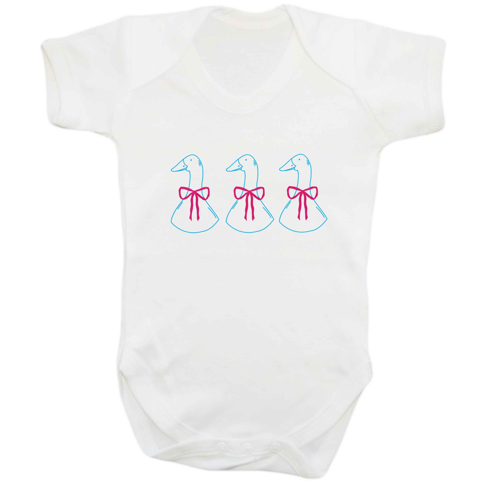 Three geese illustration baby bodysuit white 18-24 months