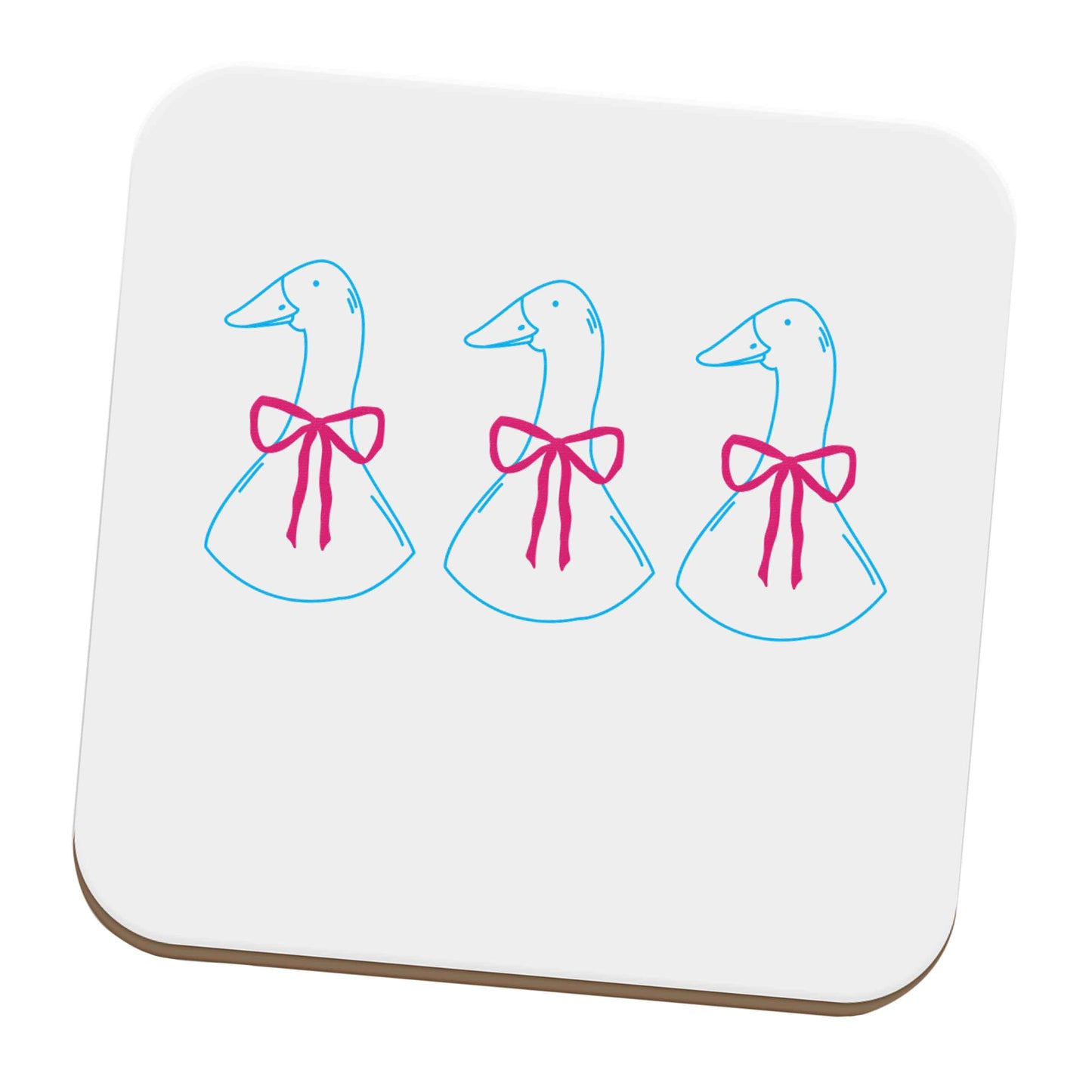 Three geese illustration set of four coasters