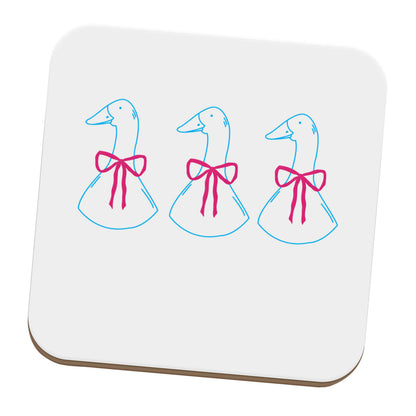 Three geese illustration set of four coasters