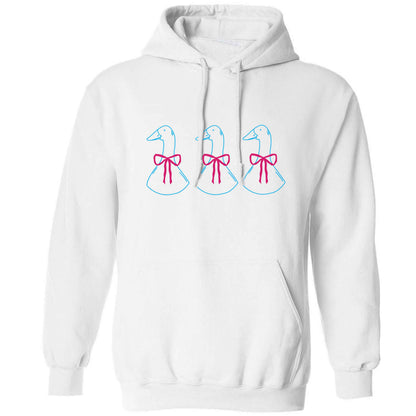 Three geese illustration adults unisex white hoodie 2XL