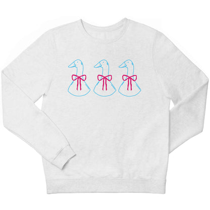 Three geese illustration children's white sweater 12-13 Years
