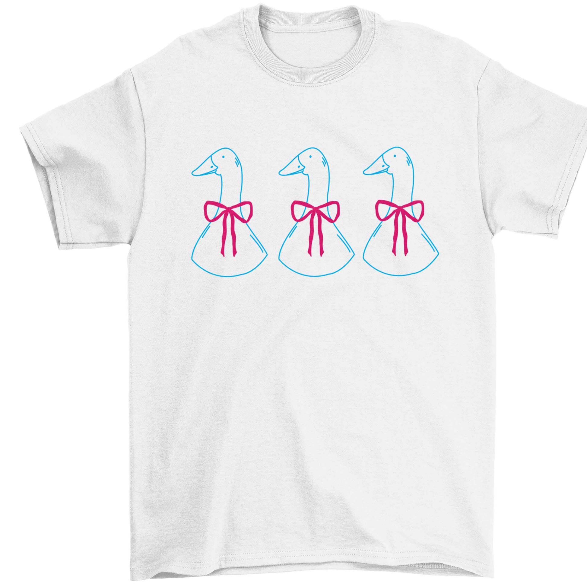 Three geese illustration Children's white Tshirt 12-13 Years