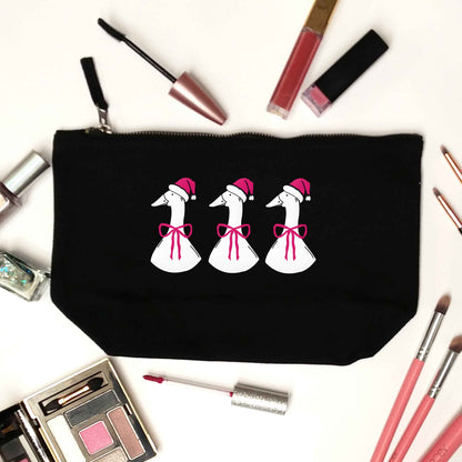 Christmas geese black makeup bag