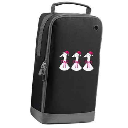 Christmas geese black sports shoe bag vertical print