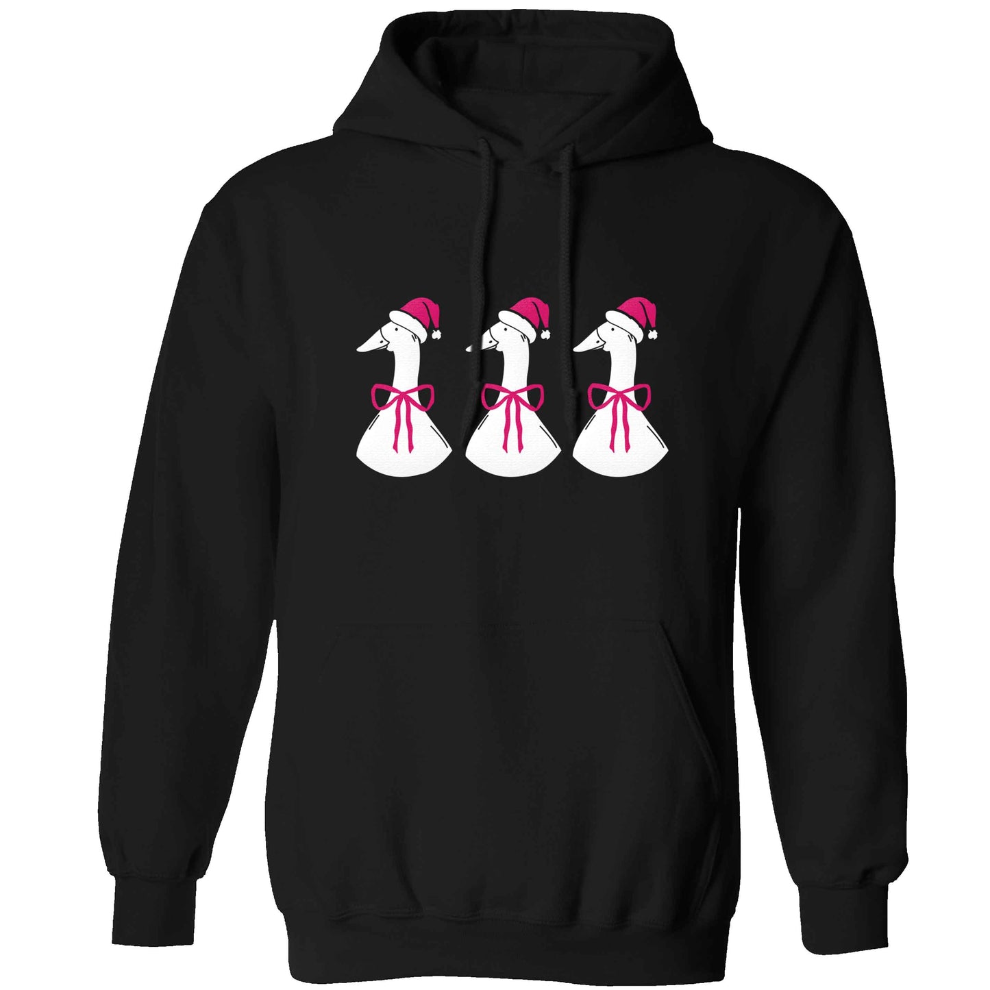 Christmas geese adults unisex black hoodie 2XL