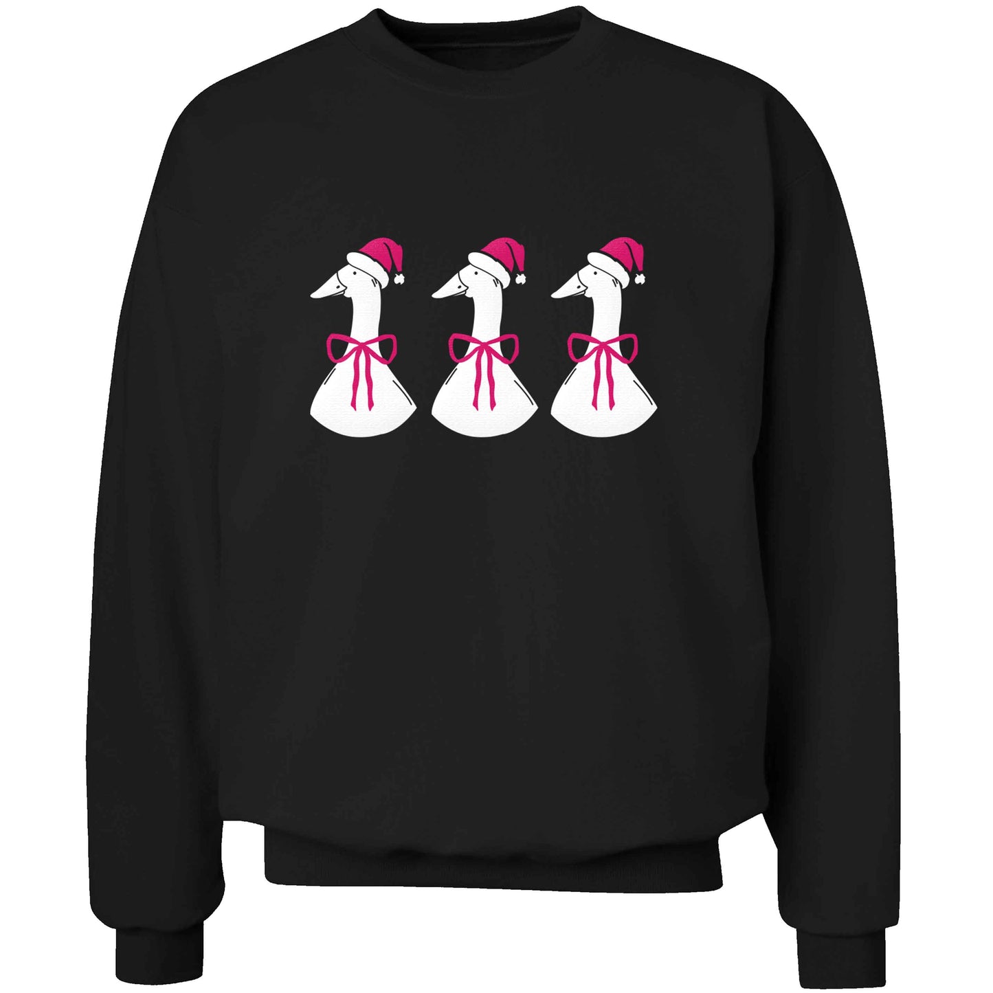 Christmas geese adult's unisex black sweater 2XL