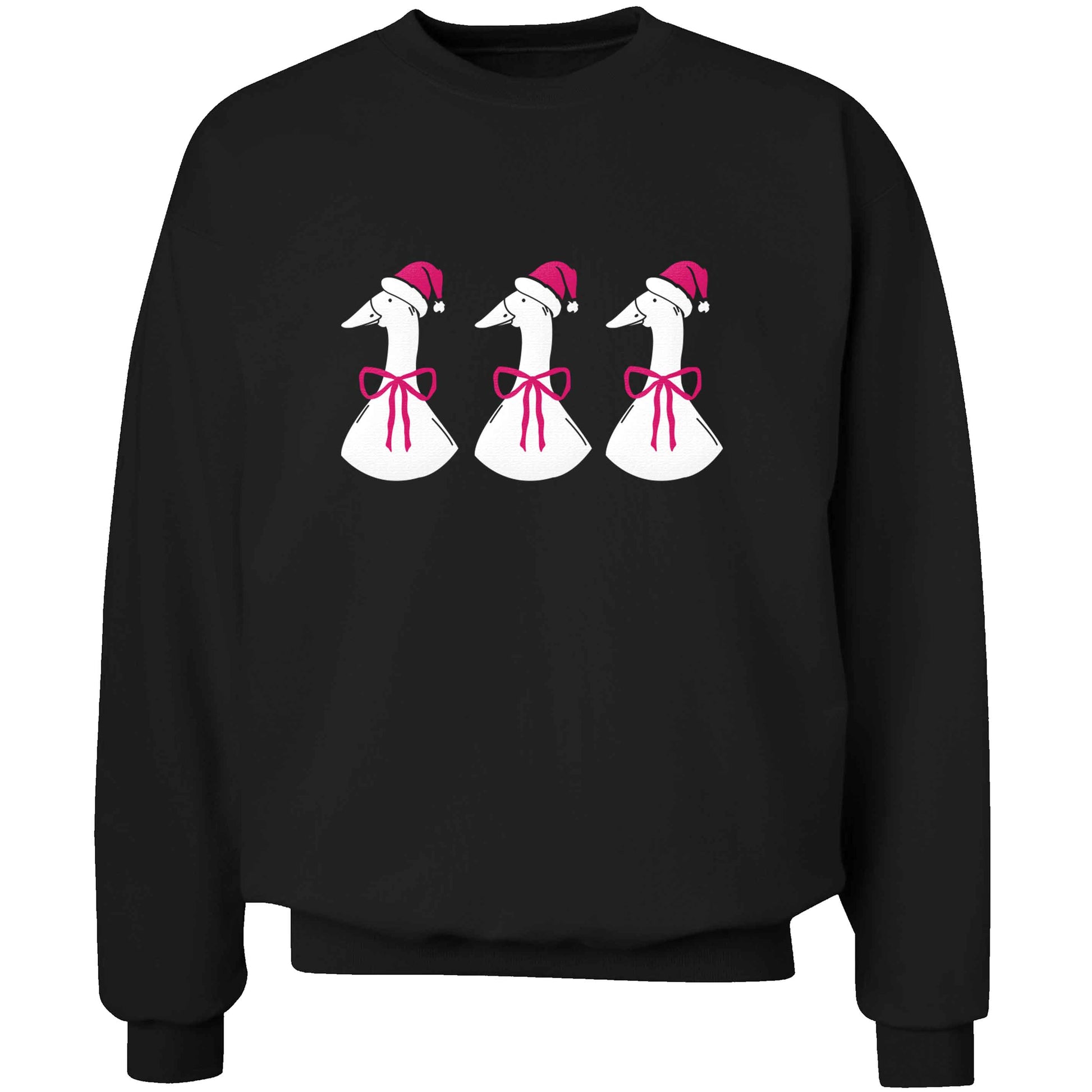 Christmas geese adult's unisex black sweater 2XL