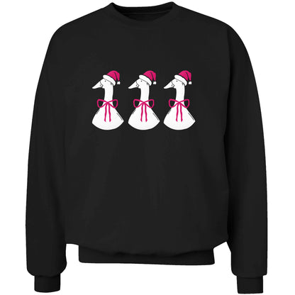 Christmas geese adult's unisex black sweater 2XL