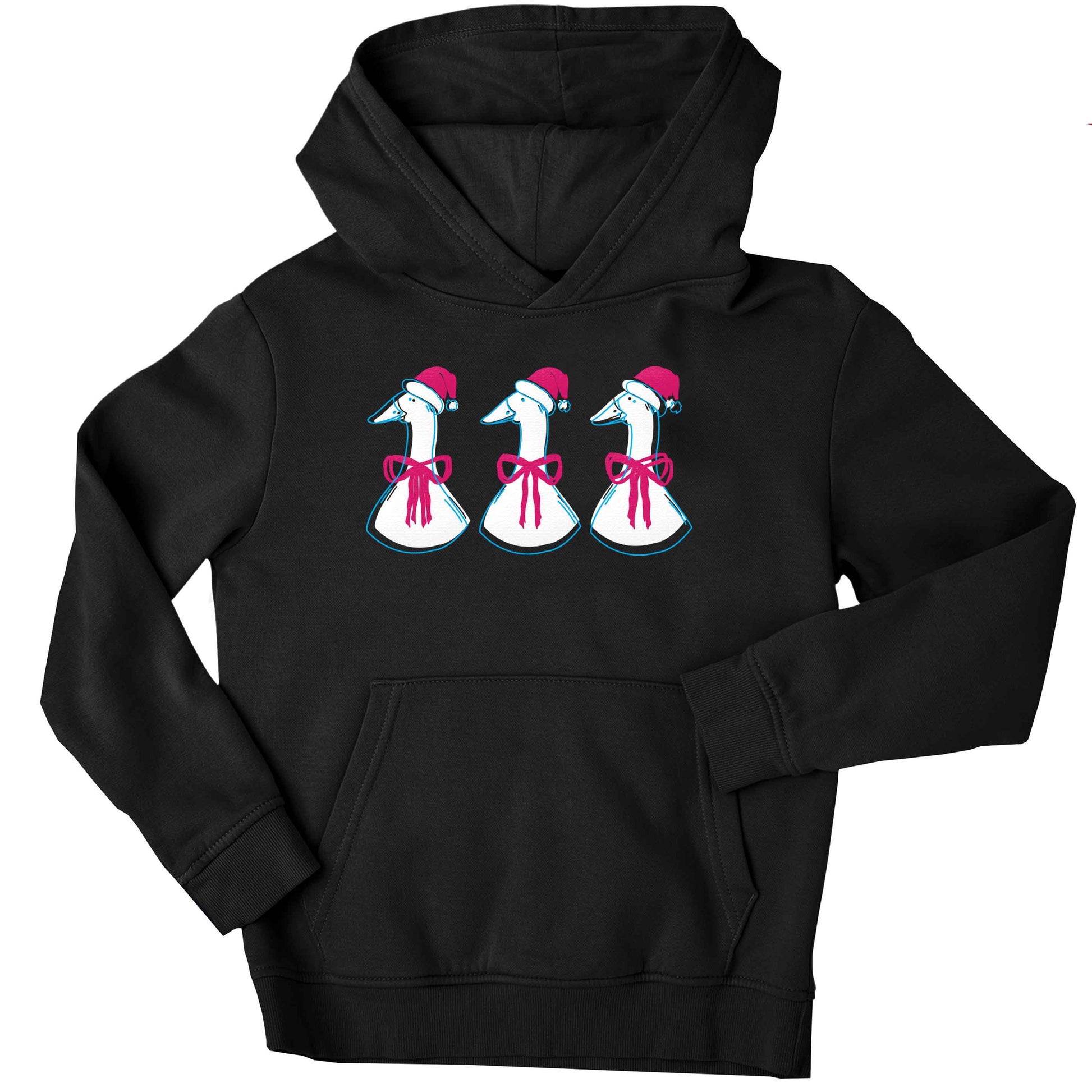 Christmas geese children's black hoodie 12-13 Years