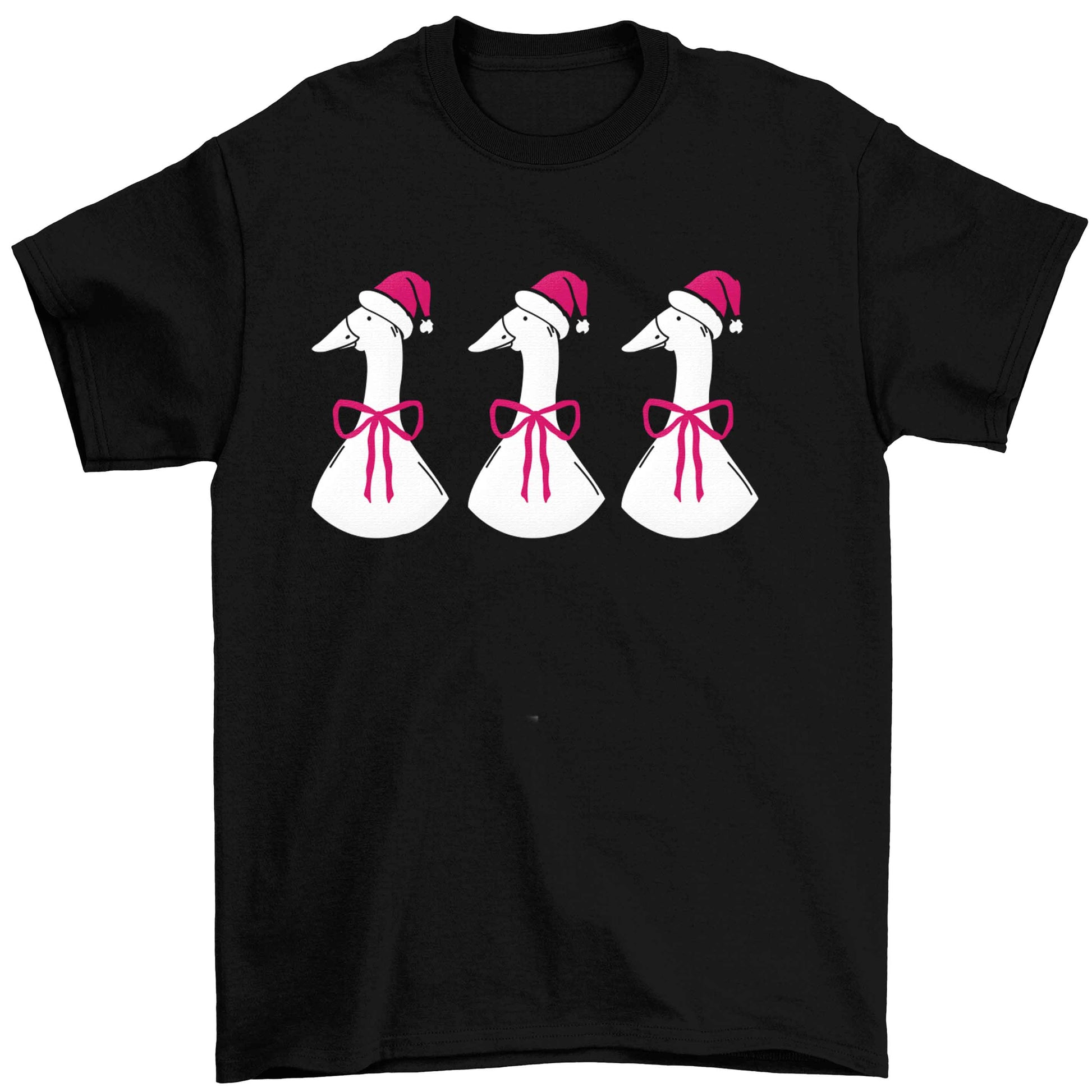 Christmas geese Children's black Tshirt 12-13 Years