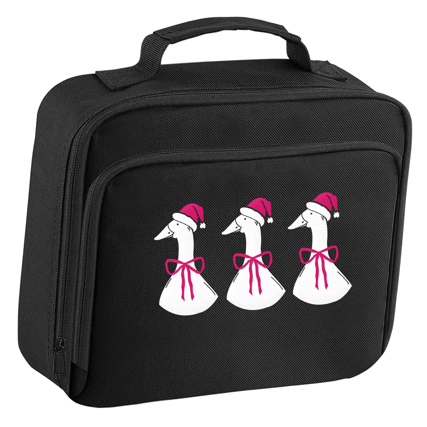 Christmas geese insulated black lunch bag cooler