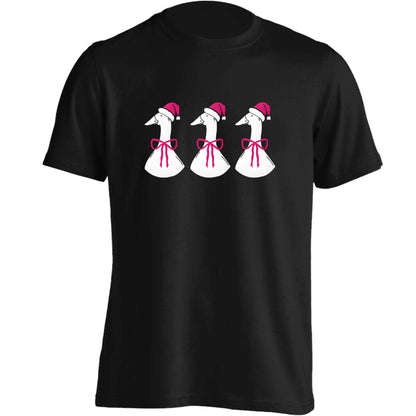 Christmas geese adults unisex black Tshirt 2XL