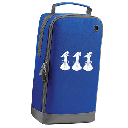 Christmas geese blue sports shoe bag vertical print
